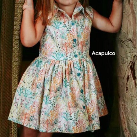 NWT Girls Bijou Sauvage Clothier Acapulco Willow Tropical Coral Print Dress sz 5